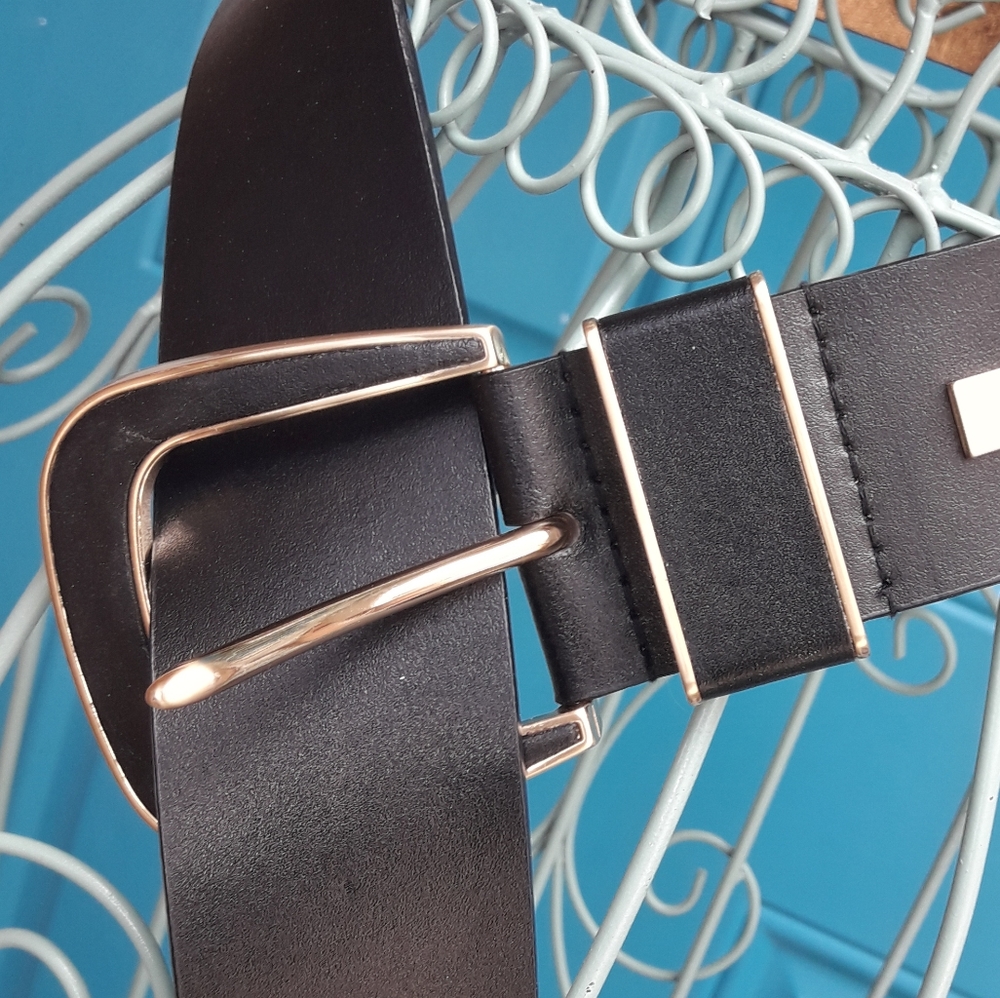 MK Genuine Leather Belt Wide Black Belt Classic Wardrobe Keeper Michael Kors - Picture 13 of 14